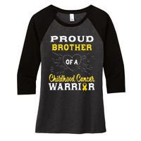 Proud Brother Of A Childhood Cancer Warrior Awareness Women's Tri-Blend 3/4-Sleeve Raglan Shirt