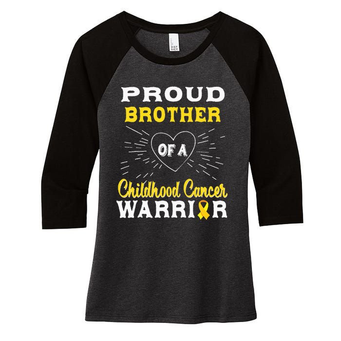 Proud Brother Of A Childhood Cancer Warrior Awareness Women's Tri-Blend 3/4-Sleeve Raglan Shirt