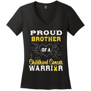 Proud Brother Of A Childhood Cancer Warrior Awareness Women's V-Neck T-Shirt