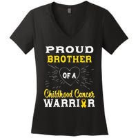 Proud Brother Of A Childhood Cancer Warrior Awareness Women's V-Neck T-Shirt