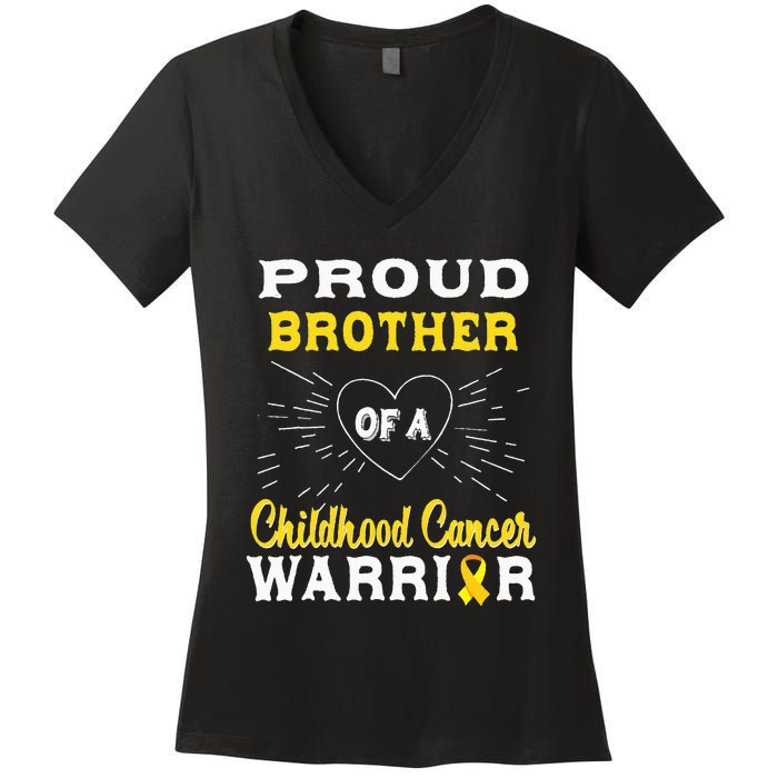 Proud Brother Of A Childhood Cancer Warrior Awareness Women's V-Neck T-Shirt