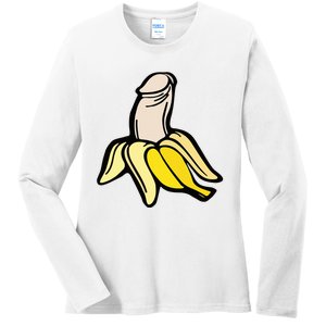 Penis Banana Ladies Long Sleeve Shirt