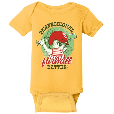 Professional Baseball Player Cat Cute Baby Bodysuit