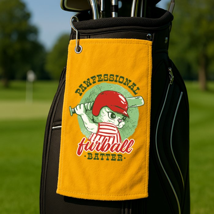 Professional Baseball Player Cat Cute Golf Towel