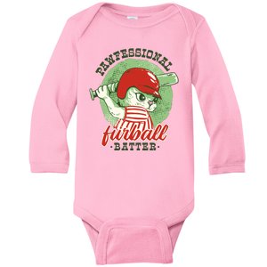 Professional Baseball Player Cat Cute Baby Long Sleeve Bodysuit