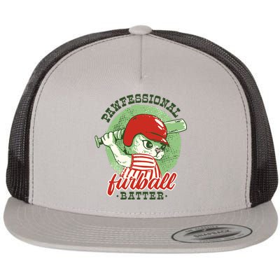 Professional Baseball Player Cat Cute Flat Bill Trucker Hat