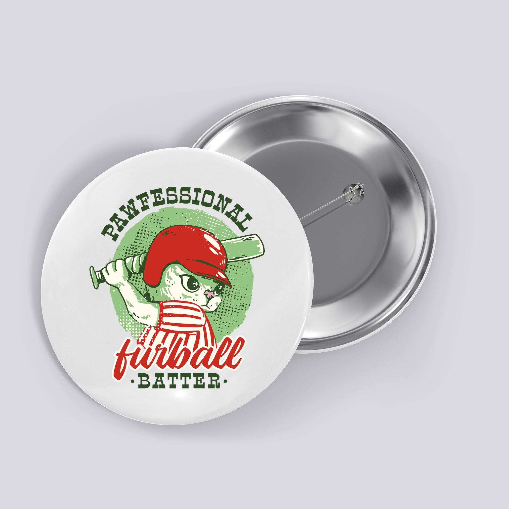 Professional Baseball Player Cat Cute Button