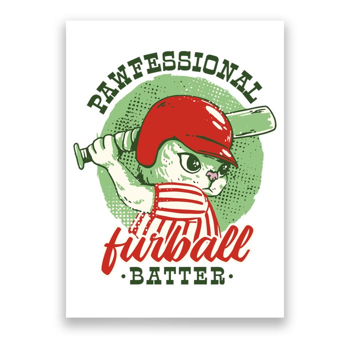 Professional Baseball Player Cat Cute Poster