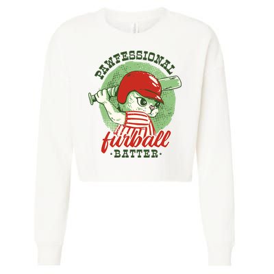 Professional Baseball Player Cat Cute Cropped Pullover Crew