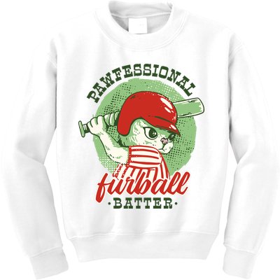Professional Baseball Player Cat Cute Kids Sweatshirt