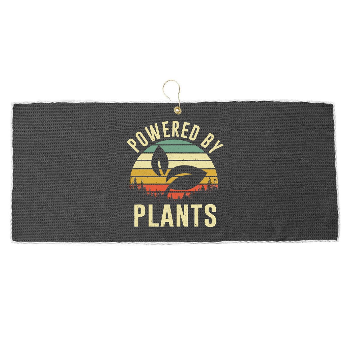Powered By Plants Vintage Vegetarian By Vegan Diet Large Microfiber Waffle Golf Towel