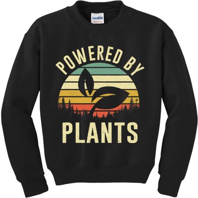 Powered By Plants Vintage Vegetarian By Vegan Diet Kids Sweatshirt