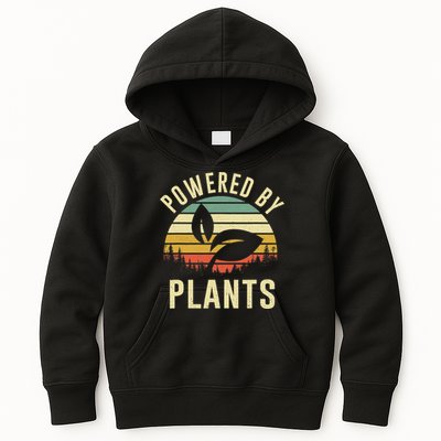 Powered By Plants Vintage Vegetarian By Vegan Diet Kids Hoodie