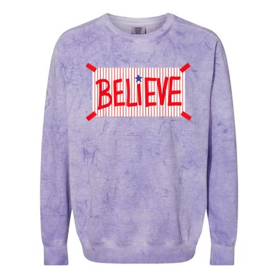 P.H.I.L.L.Y Believe Philadelphia Baseball Player Colorblast Crewneck Sweatshirt