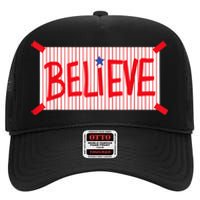 P.H.I.L.L.Y Believe Philadelphia Baseball Player High Crown Mesh Back Trucker Hat