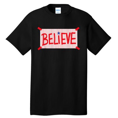 P.H.I.L.L.Y Believe Philadelphia Baseball Player Tall T-Shirt