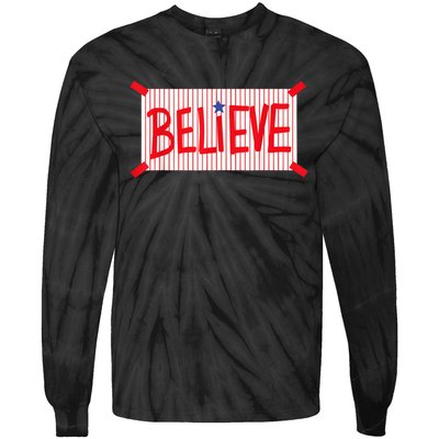 P.H.I.L.L.Y Believe Philadelphia Baseball Player Tie-Dye Long Sleeve Shirt