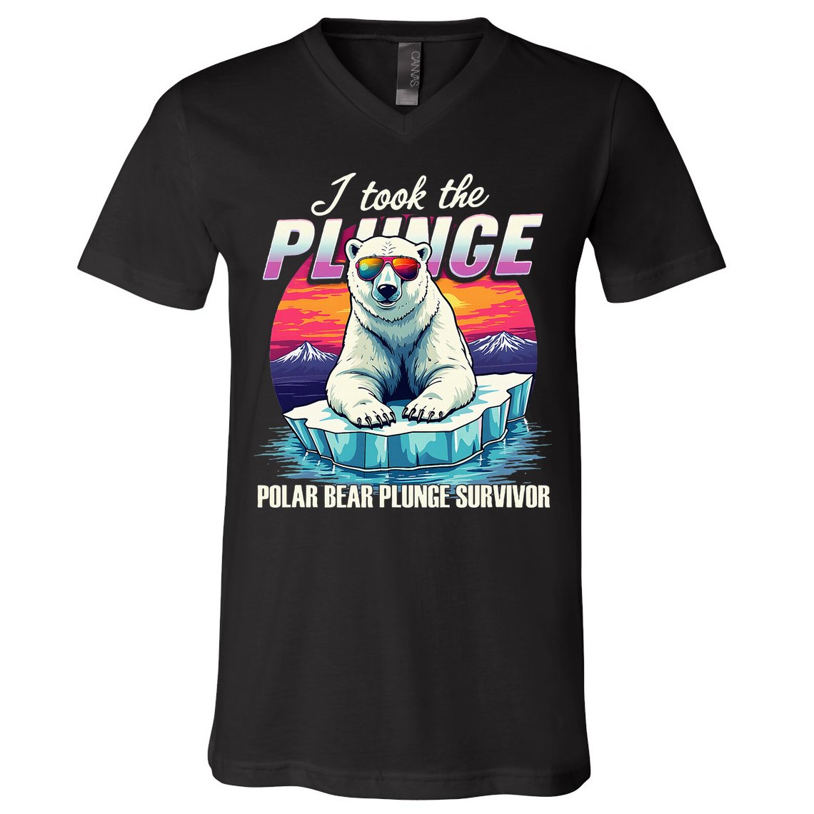 Polar Bear Plunge Survivor Fun Winter Adventurers Apparel V-Neck T-Shirt