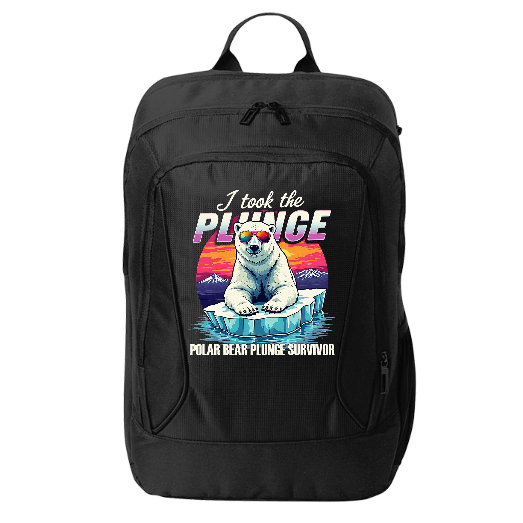Polar Bear Plunge Survivor Fun Winter Adventurers Apparel City Backpack
