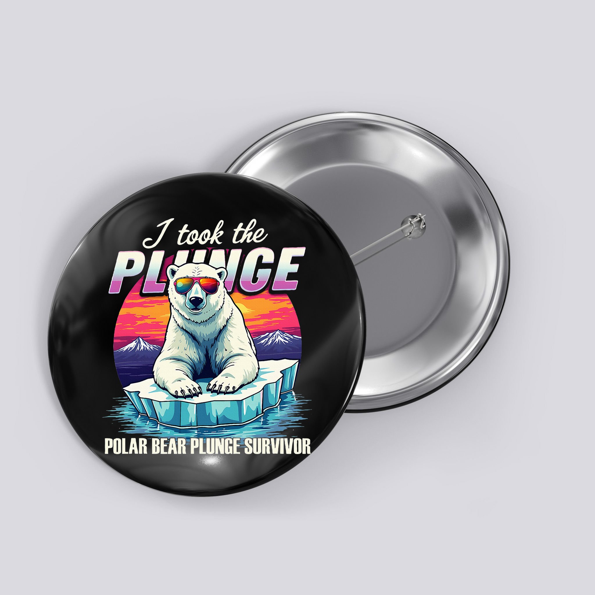 Polar Bear Plunge Survivor Fun Winter Adventurers Apparel Button