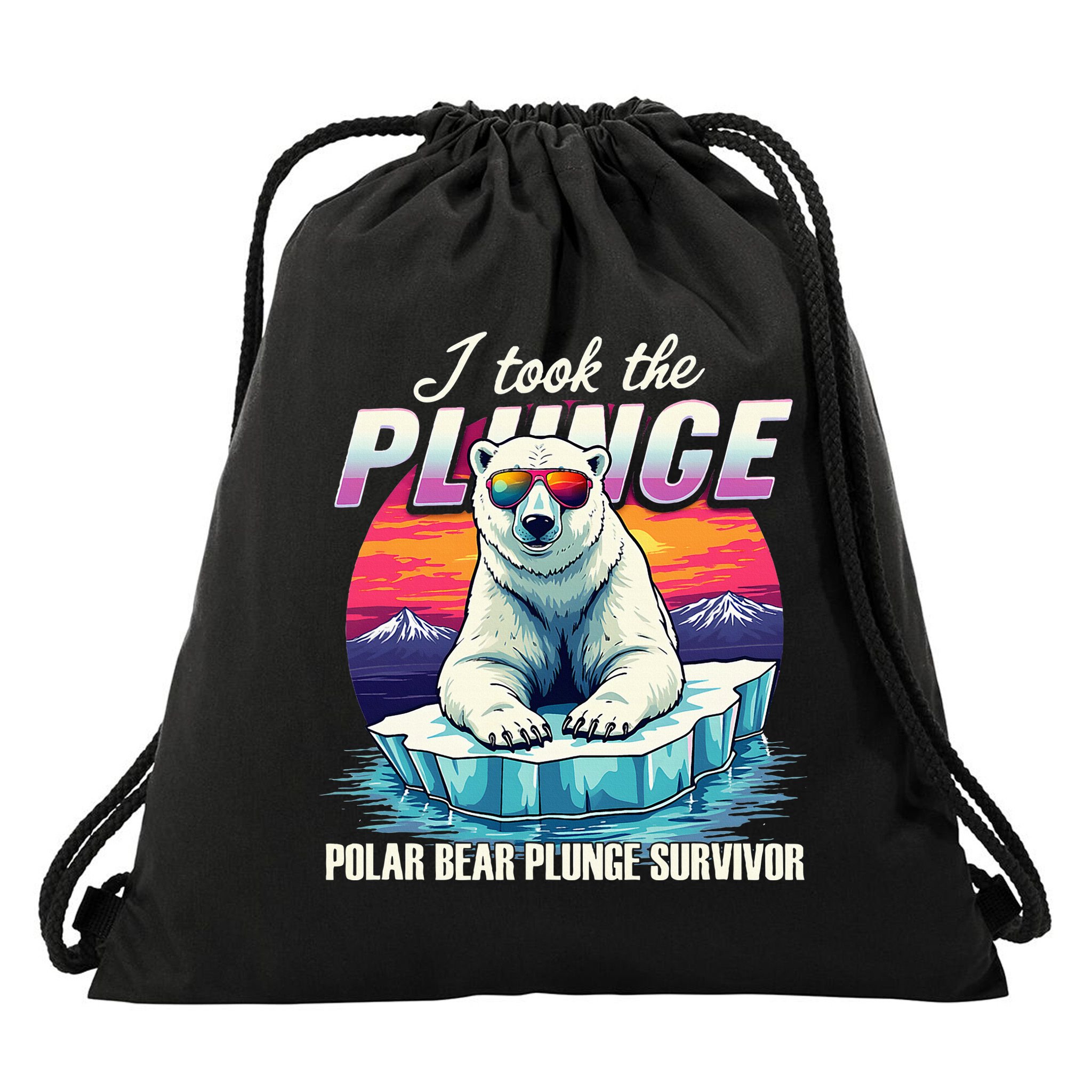 Polar Bear Plunge Survivor Fun Winter Adventurers Apparel Drawstring Bag