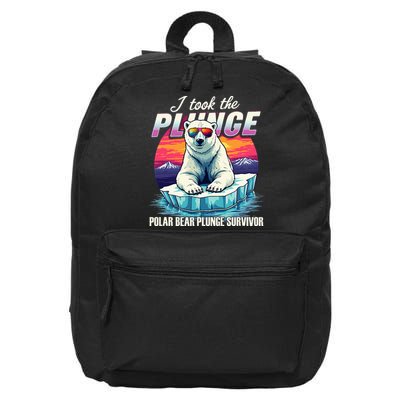 Polar Bear Plunge Survivor Fun Winter Adventurers Apparel 16 in Basic Backpack