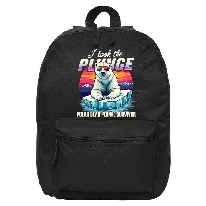 Polar Bear Plunge Survivor Fun Winter Adventurers Apparel 16 in Basic Backpack