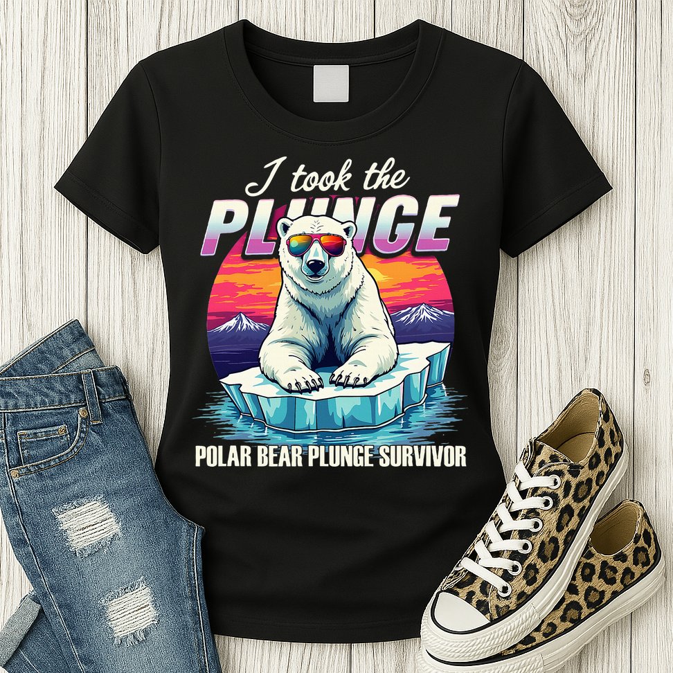 Polar Bear Plunge Survivor Fun Winter Adventurers Apparel Womens T-Shirt
