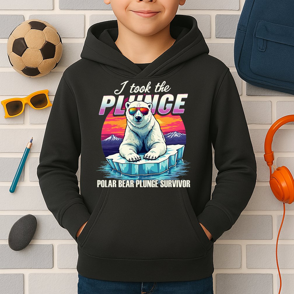 Polar Bear Plunge Survivor Fun Winter Adventurers Apparel Kids Hoodie