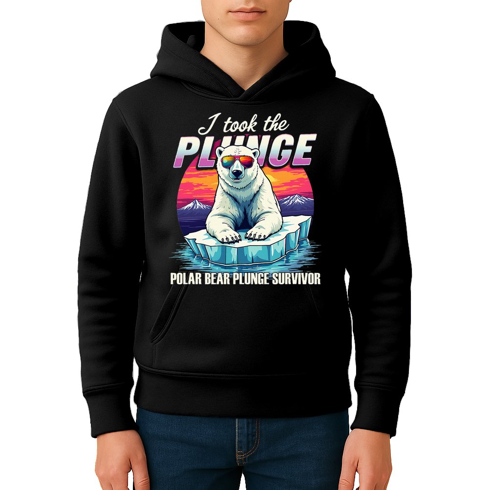 Polar Bear Plunge Survivor Fun Winter Adventurers Apparel Kids Hoodie