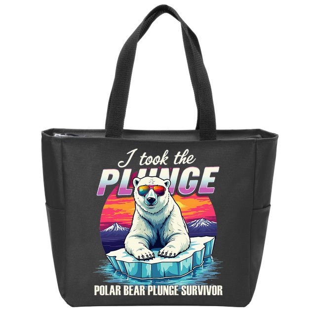 Polar Bear Plunge Survivor Fun Winter Adventurers Apparel Zip Tote Bag