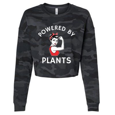 Powered By Plants Retro Womens Vegan Fitness Cropped Pullover Crew