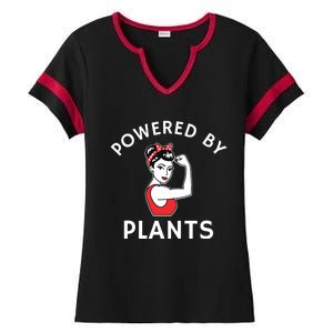 Powered By Plants Retro Womens Vegan Fitness Ladies Halftime Notch Neck Tee