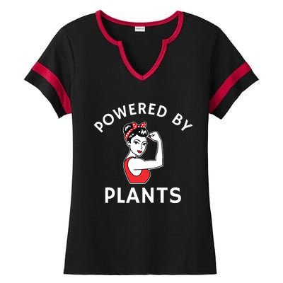 Powered By Plants Retro Womens Vegan Fitness Ladies Halftime Notch Neck Tee