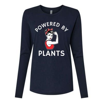 Powered By Plants Retro Womens Vegan Fitness Womens Cotton Relaxed Long Sleeve T-Shirt