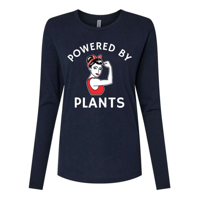 Powered By Plants Retro Womens Vegan Fitness Womens Cotton Relaxed Long Sleeve T-Shirt