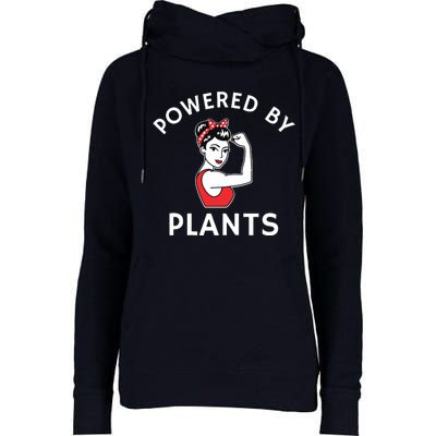 Powered By Plants Retro Womens Vegan Fitness Womens Funnel Neck Pullover Hood