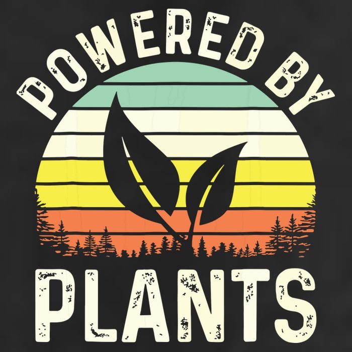 Powered By Plants Veggie Vegan Gardening 7 Panel Mesh Trucker Snapback Hat