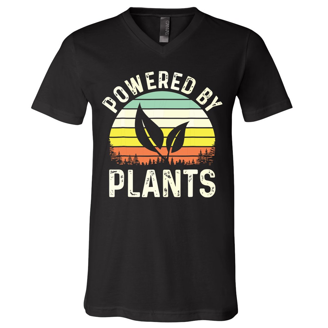Powered By Plants Veggie Vegan Gardening V-Neck T-Shirt