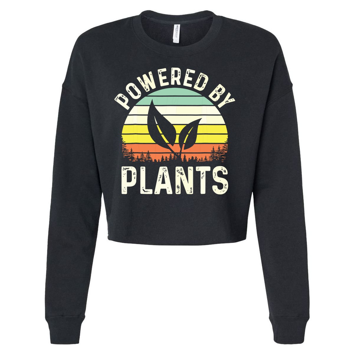 Powered By Plants Veggie Vegan Gardening Cropped Pullover Crew