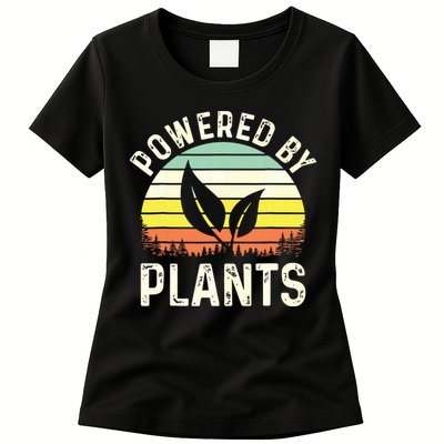 Powered By Plants Veggie Vegan Gardening Womens T-Shirt