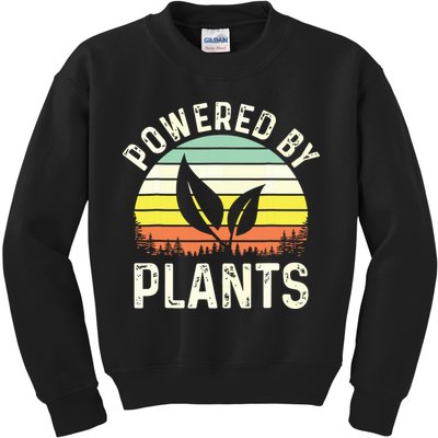 Powered By Plants Veggie Vegan Gardening Kids Sweatshirt