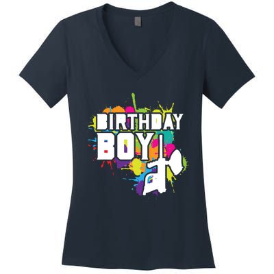 Paintball Birthday Party Theme Women's V-Neck T-Shirt