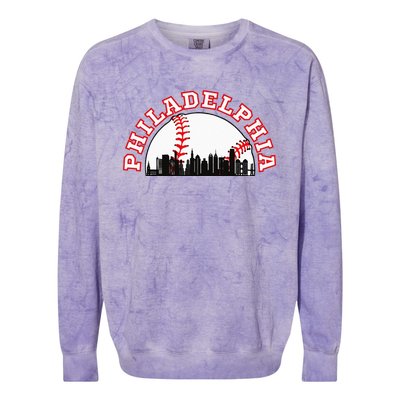 Philadelphia Baseball Philadelphia Cityscape Skyline Colorblast Crewneck Sweatshirt