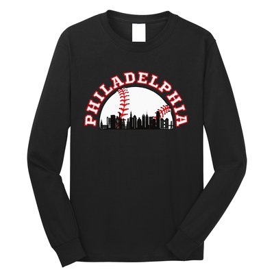 Philadelphia Baseball Philadelphia Cityscape Skyline Long Sleeve Shirt