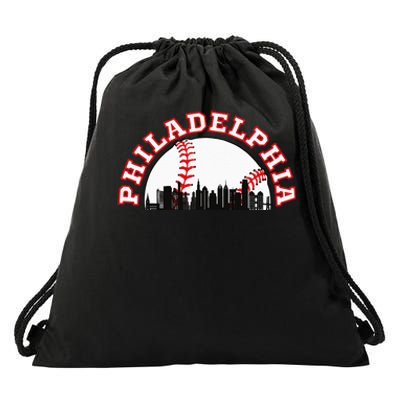 Philadelphia Baseball Philadelphia Cityscape Skyline Drawstring Bag