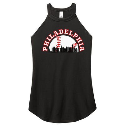 Philadelphia Baseball Philadelphia Cityscape Skyline Women’s Perfect Tri Rocker Tank