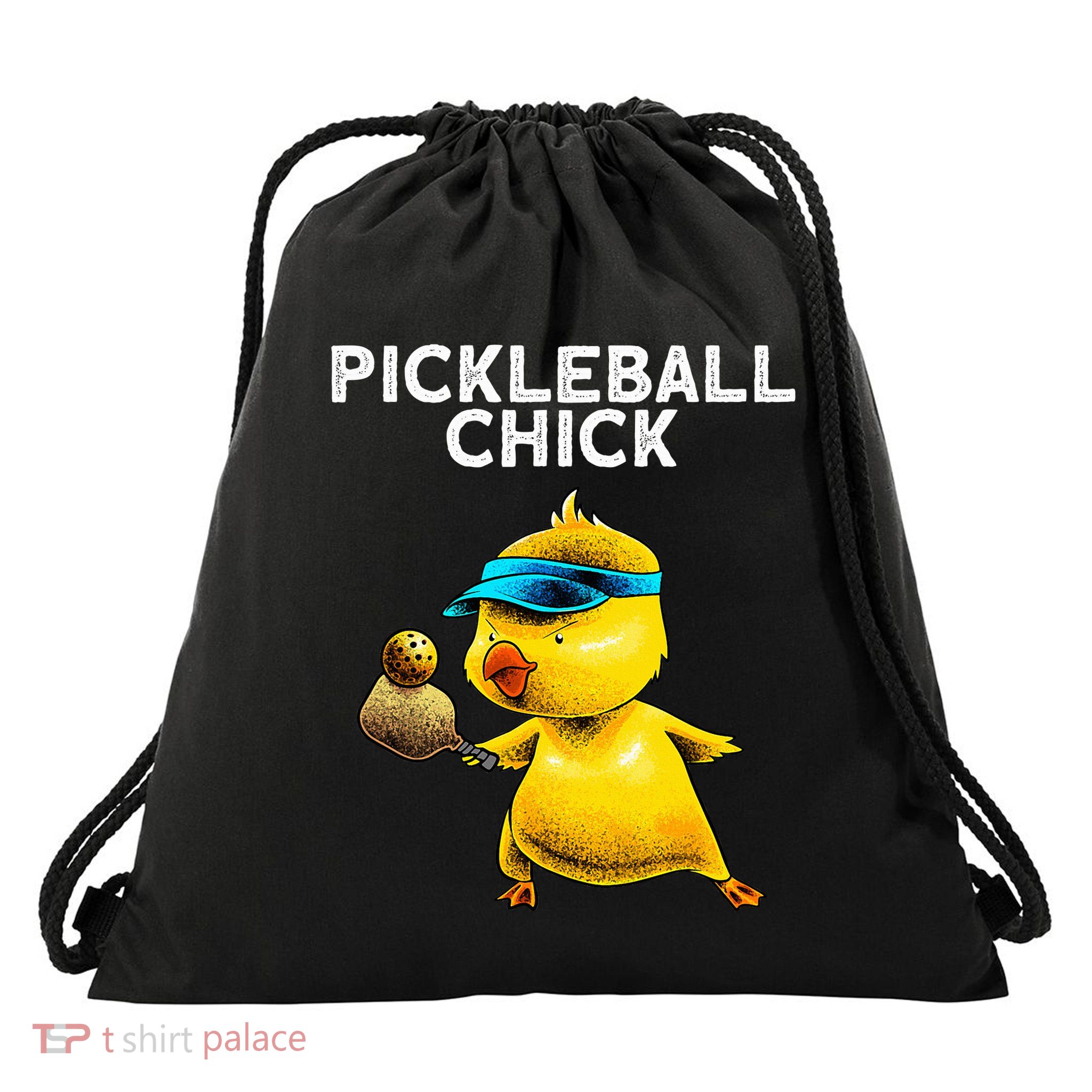 Pickle Ball Player Drawstring Bag