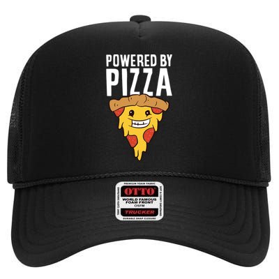 Powered By Pizza Funny Pizza High Crown Mesh Back Trucker Hat