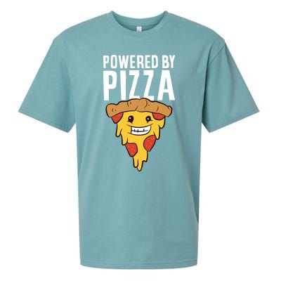 Powered By Pizza Funny Pizza Sueded Cloud Jersey T-Shirt